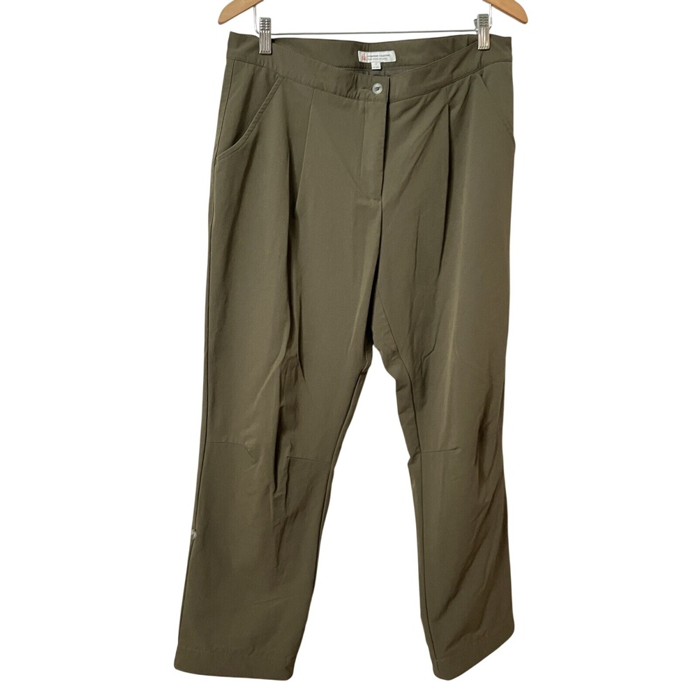 Tilley Wanderer Collection Olive Green Pleated Tapered Travel Pants Womens 12